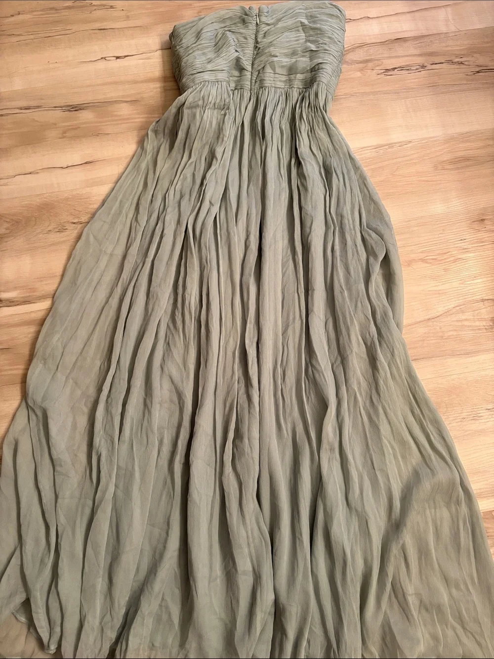 J.Crew Arabelle Silk Chiffon Strapless Gown Sage Green 4P wedding bridesmaid